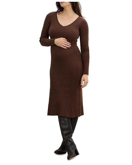 Hatch Collection The Dasha Maternity Sweater Dress in Brown | Lyst