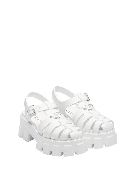 Prada White Monolith Rubber Sandals