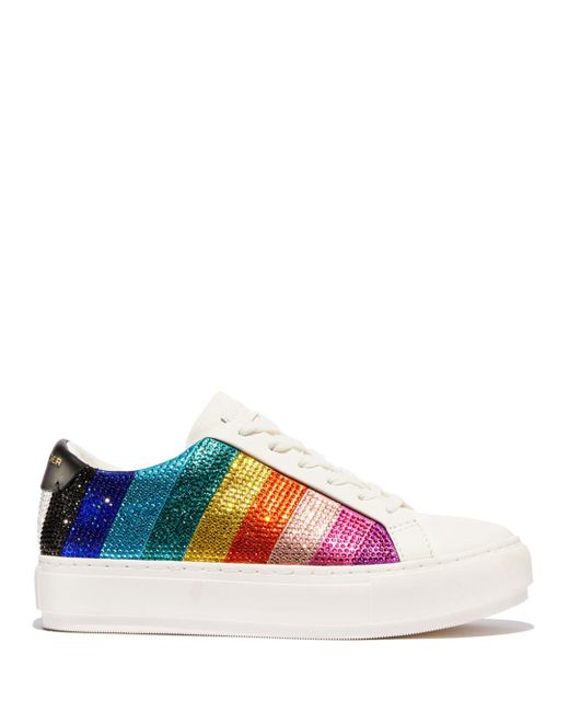 Kurt Geiger Laney Striped Crystal Platform Low Top Sneakers | Lyst