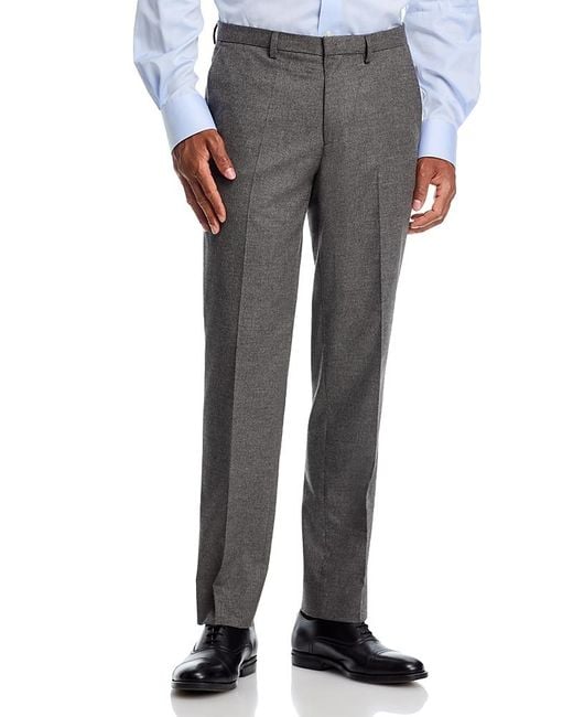 HUGO Gray Hesten Flannel Extra Slim Fit Suit Pants for men