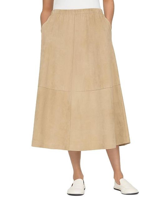 Lafayette 148 New York Natural Pull On Midi Suede Skirt