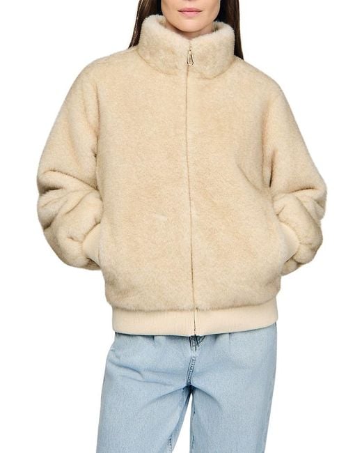 Sandro Natural Babel Faux Fur Jacket