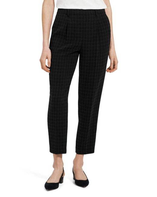 Theory Synthetic Treeca Checkered Cropped Pants in Black | Lyst