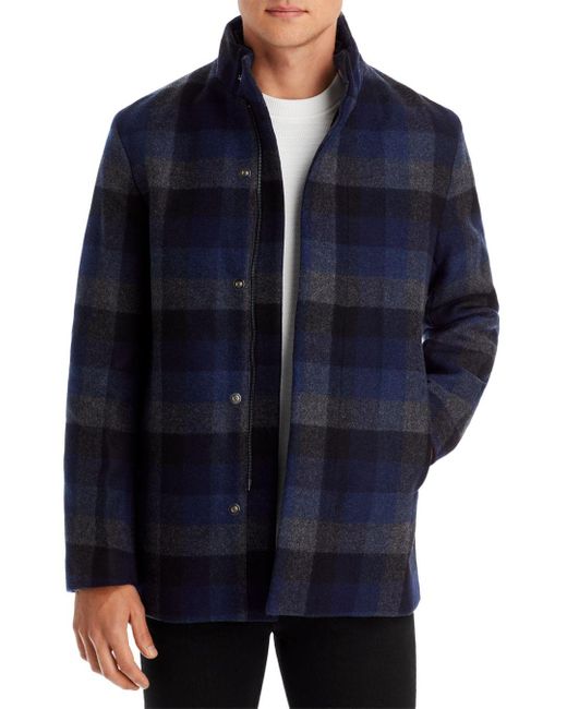 Theory Clarence Rush Plaid Coat in Blue for Men Lyst