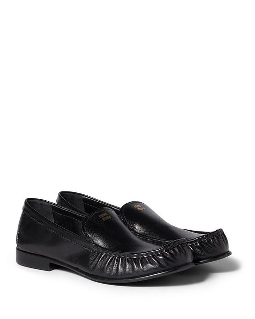 Miu Miu Black Mocassini Leather Moccasin Loafers