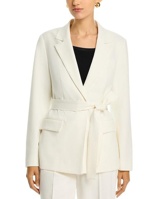 Tahari White Single Button Self Tie Blazer