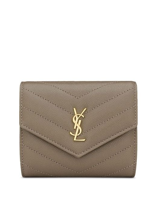 Saint Laurent Gray Cassandre Matelassa Multi-Folded Wallet