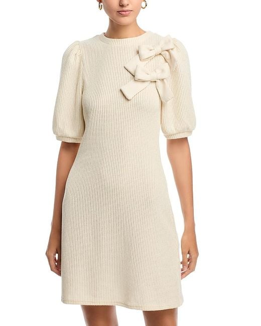 AREA STARS Natural Double Bow Knit Dress