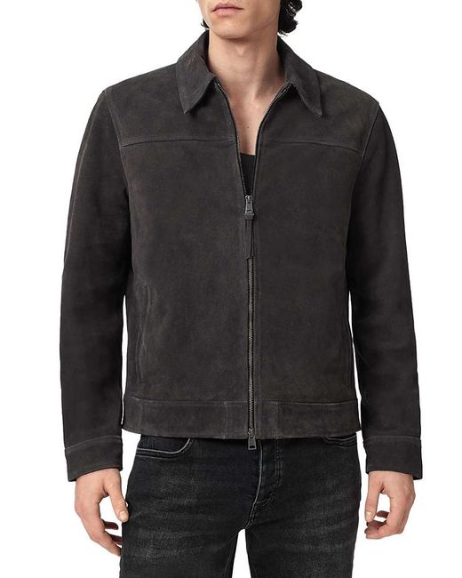 AllSaints Black Rhone Suede Jacket for men