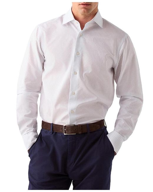 Robert Talbott White Reynolds Dobby Stripe Contemporary Fit Shirt for men