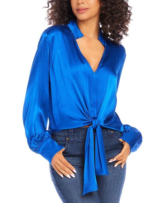 Karen Kane Blue Tie Front Top