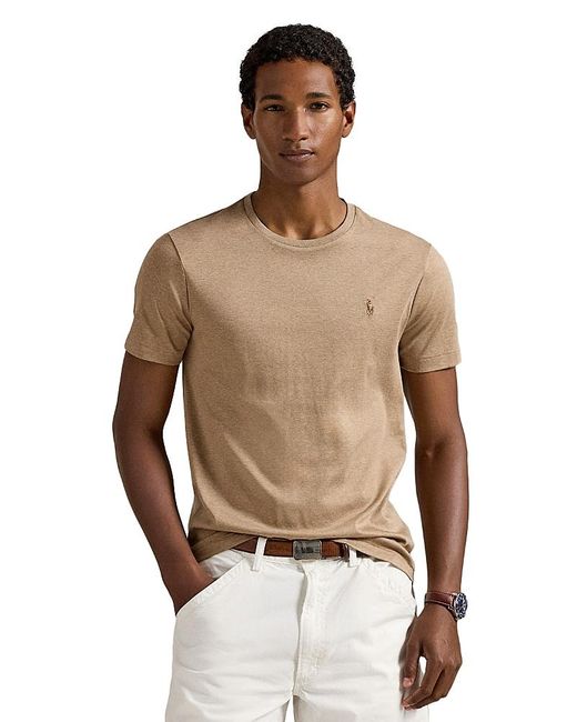 Polo Ralph Lauren Brown Cotton Embroidered Logo Tee for men