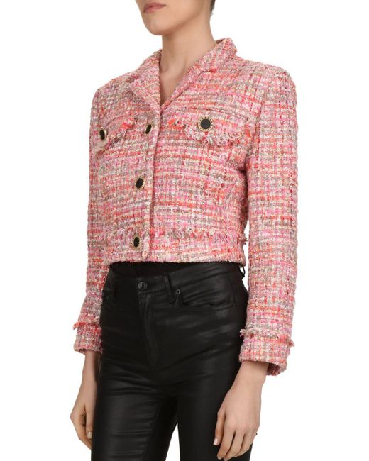 The Kooples Glam Cropped Tweed Blazer 