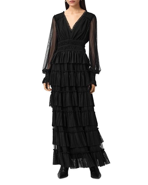 AllSaints Black Xantara Maxi Dress