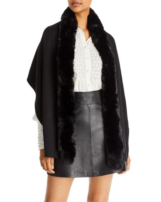 Adrienne Landau Faux Fur Trim Wrap in Black Lyst