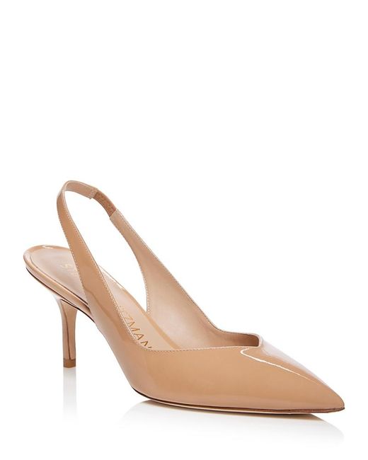 Stuart Weitzman Natural Pointed Toe 75 Slingback High Heel Pumps