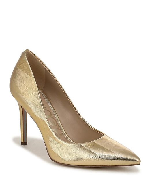 Sam Edelman Natural Hazel Pointed Toe Leather Pumps