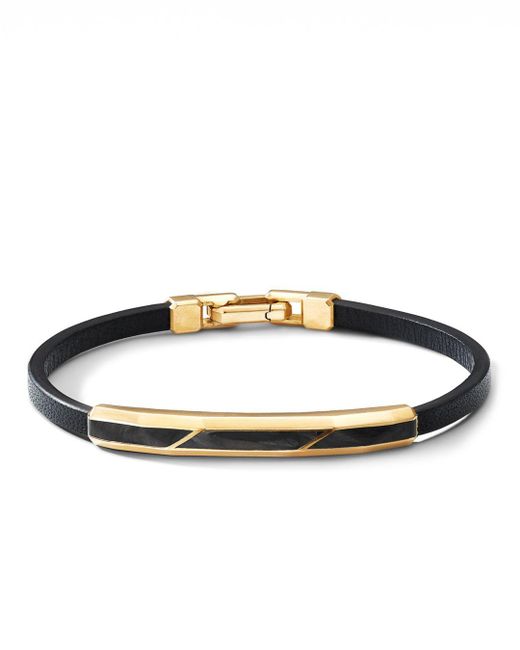 David Yurman Faceted Id Black Leather Bracelet With Forged Carbon 18k Yellow Gold In Metallic For Men Lyst - David Yurman Leather Bracelet David Yurman Faceted Id Black Leather Bracelet With Forged Carbon 18k Yellow Gold In Metallic For Men Lyst - David Yurman Leather Bracelet