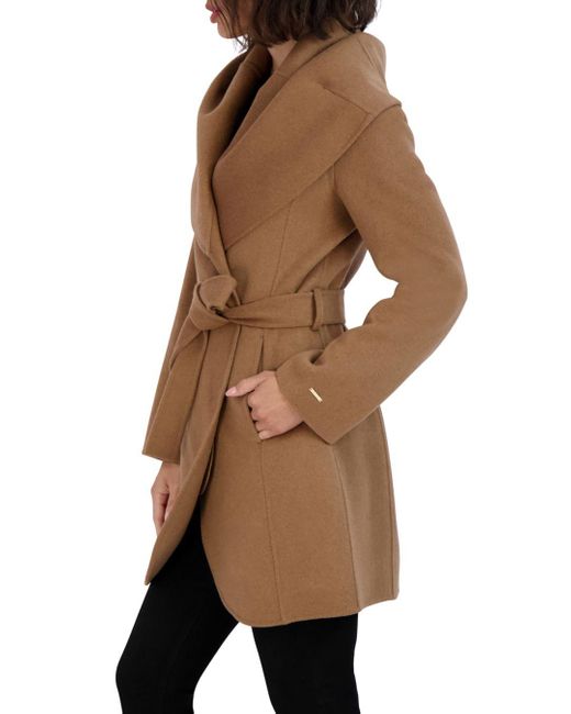 tahari women's marilyn double face belted wrap coat