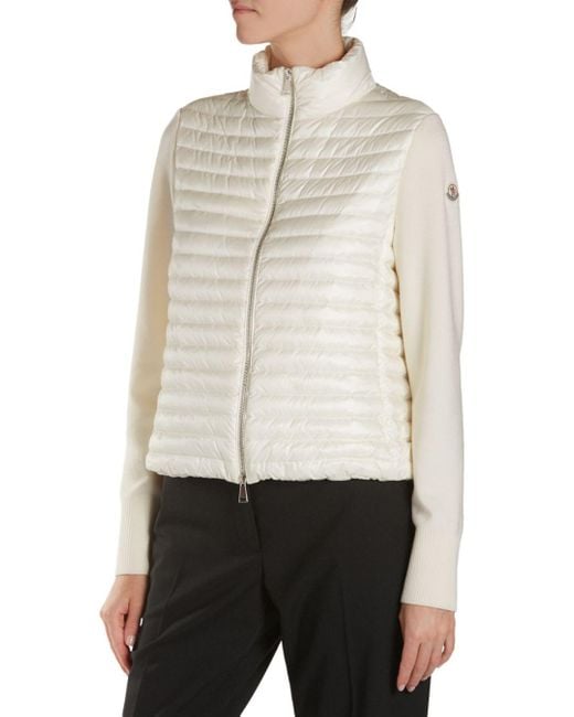 Moncler Knit Sleeve Puffer Jacket in White Lyst