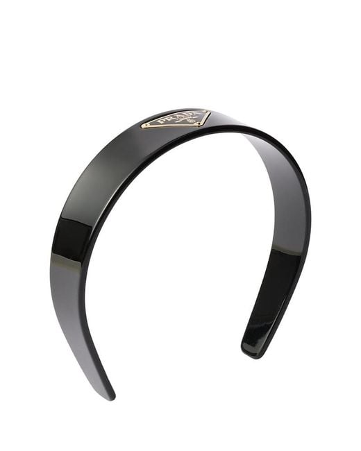 Prada Black Headband With Triangle Logo