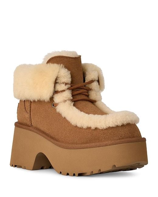 Ugg Brown Esmee Lace Up Platform Booties