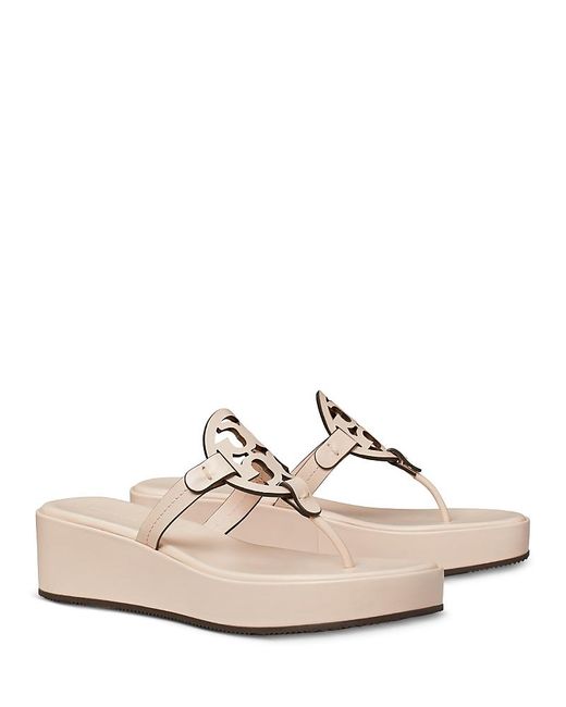 Tory Burch White Miller Wedge Sandals