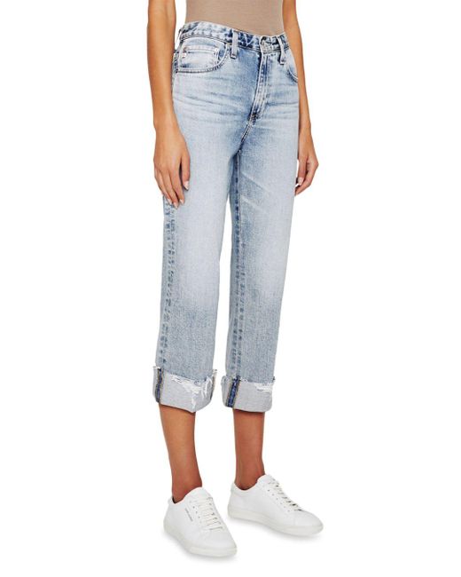 AG Jeans Denim Ex Boyfriend High Rise Ankle Straight Leg Jeans In California in Blue | Lyst