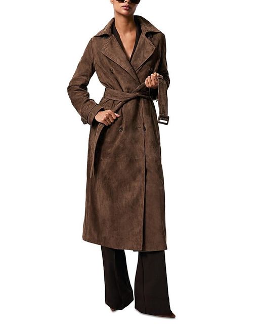 Reiss Brown Suede Trench Coat