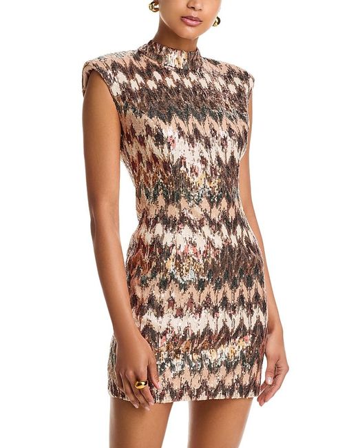 Ramy Brook White Caden Sequin Extended Shoulder Mini Dress