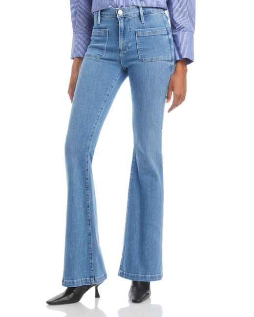 FRAME Le Bardot High Rise Flare Jeans In Jonah in Blue | Lyst