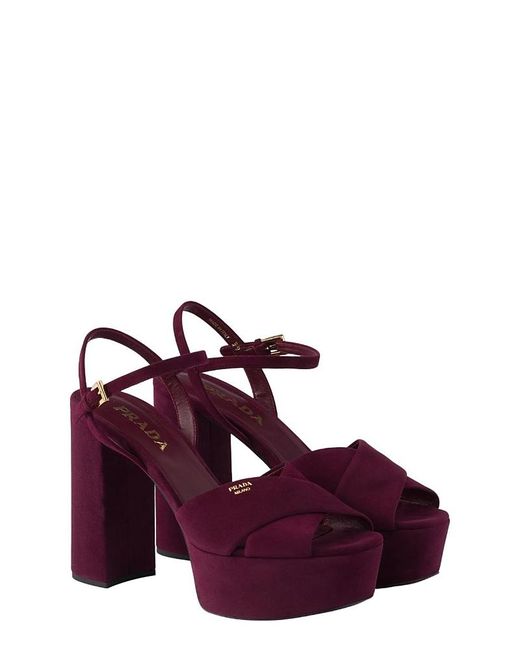 Prada Purple Suede Platform Sandals