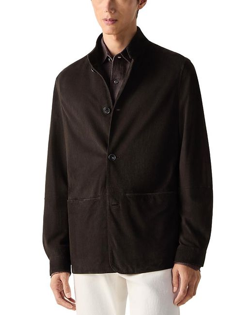 Zegna Black Conte Leather Chore Jacket for men