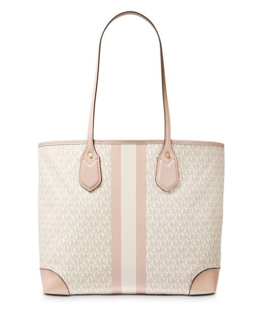 Pink Pinstripe Cat Lover Beach Bag