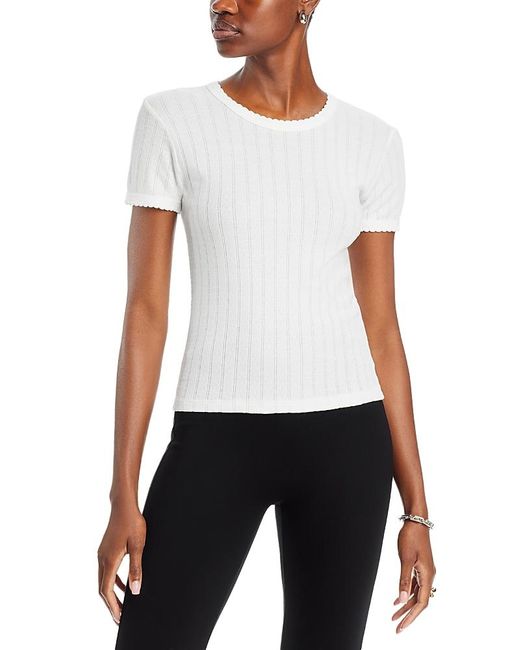 Leset White Pointelle Tee
