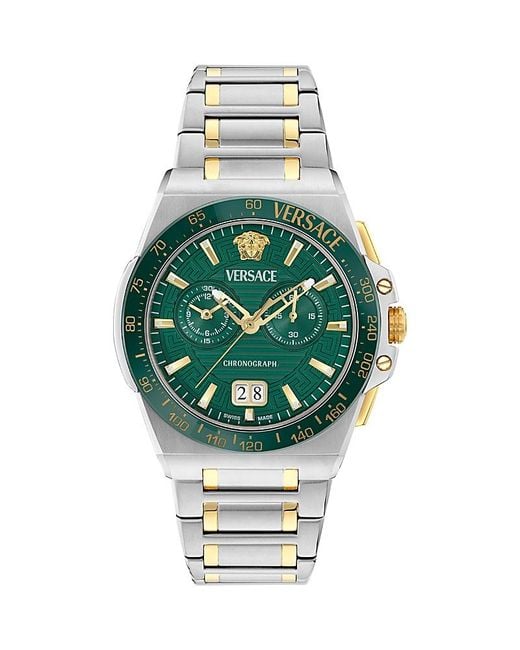 Versace Green Greca Reaction Chronograph, 43Mm for men