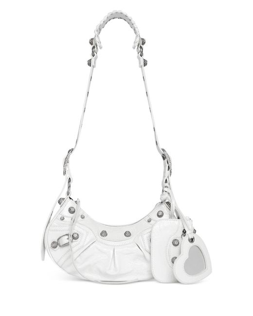 Balenciaga Le Cagole Rhinestone Xs Shoulder Bag in White | Lyst