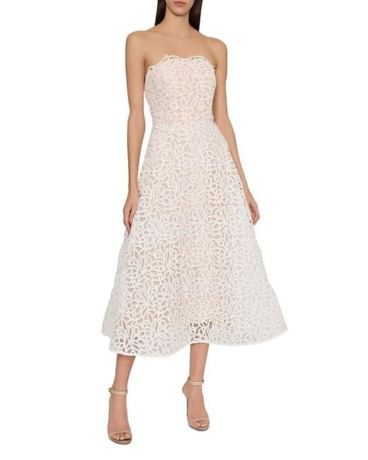 MILLY Natural Petunia Curled Lace Gown