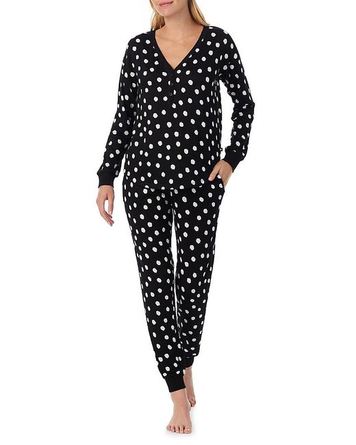 Kate Spade Black Print Henley Pajamas