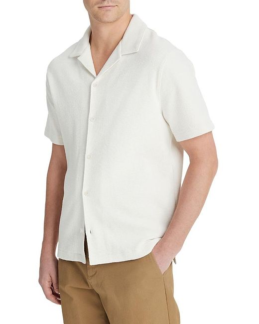 Vince White Boucle Button Down Camp Shirt for men