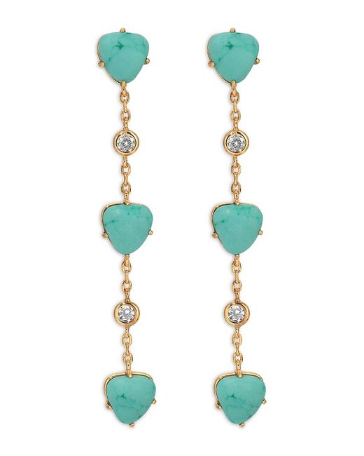 Ettika Green Solstice & Cubic Zirconia Linear Drop Earrings