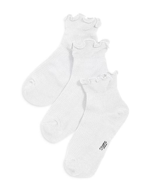 Stems White Everyday Classic Ruffled Socks, Pack Of 3
