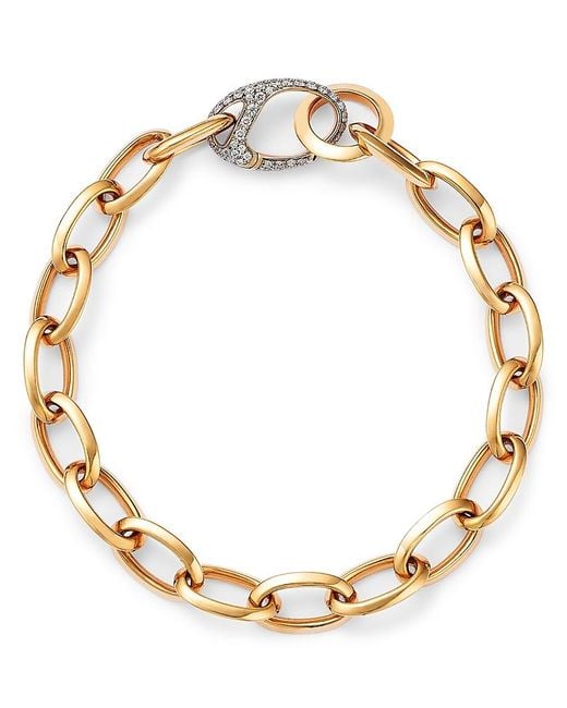 Walters Faith Metallic 18K Rose Garnett Diamond Pave Clasp Open Link Bracelet