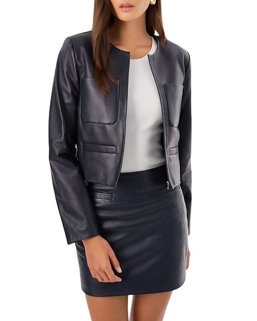 Lamarque Gray Linette Leather Jacket
