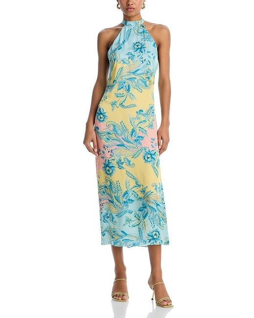 Hemant & Nandita Blue Printed Halter Midi Dress