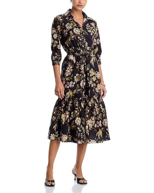 Cara Cara Black Hutton Floral Midi Dress