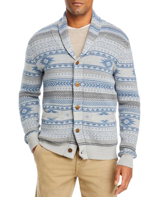 Faherty Cotton B. Yellowtail Slim Fit Cardigan Sweater in Blue for Men
