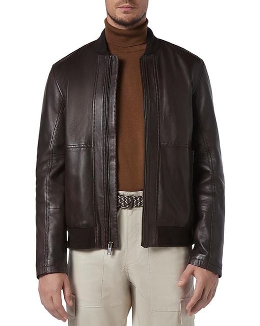 Andrew Marc Macneil Leather Bomber Jacket in Brown for Men Lyst UK - Main Image