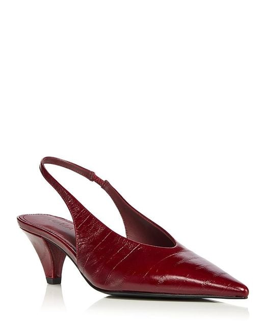 Aqua Red Macki Leather Pointed Toe Slingbacks