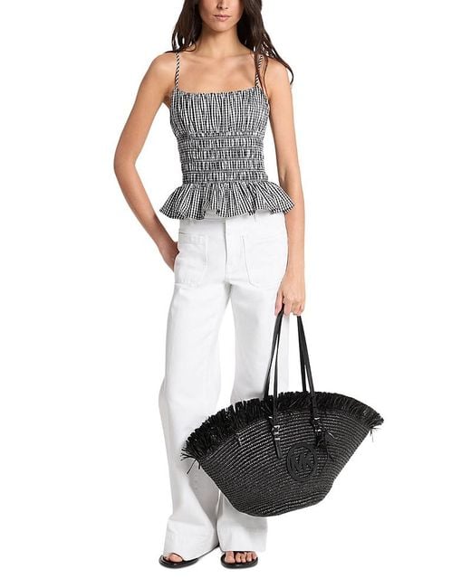 Michael Kors White Gingham Smock Top